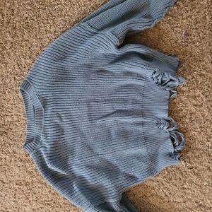 Forever 21 Light Blue Fringe Sweater